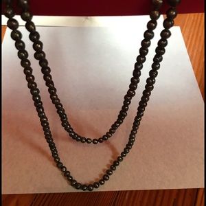 Vintage peacock black freshwater pearls 64”